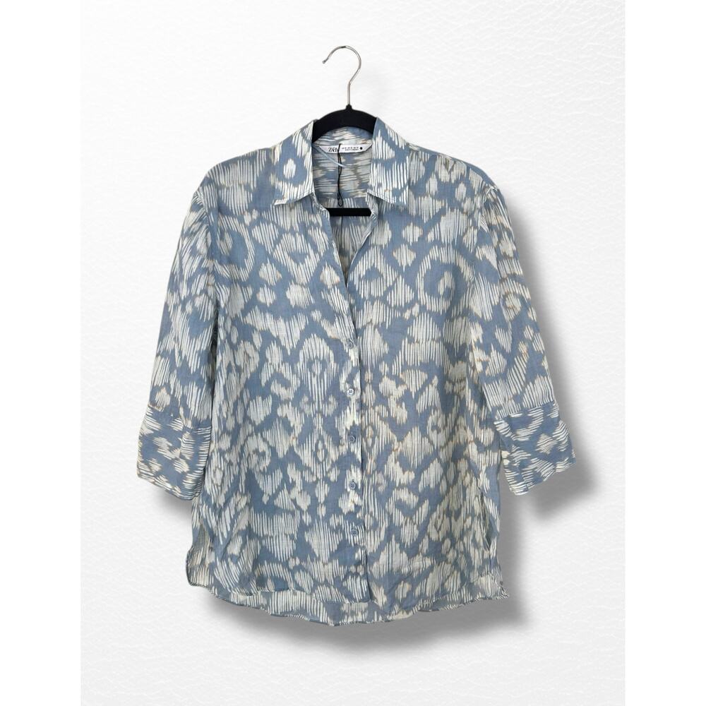 NEW Zara Oversized Ramie Blouse, Size XS